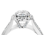 White gold Oval Halo Round Diamond Pave Band with Prong Setting 4