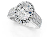 White gold Oval Halo Round Diamond Pave Band with Prong Setting_13