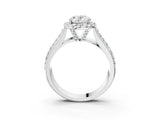 White gold Oval Halo Round Diamond Pave Band with Prong Setting_15