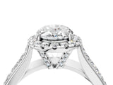 White gold Oval Halo Round Diamond Pave Band with Prong Setting_16