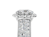 White gold Oval Halo Round Diamond Pave Band with Prong Setting_17