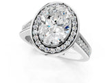 White gold Oval Halo Solitaire Diamond Ring with Pave Band and Bezel Setting_50