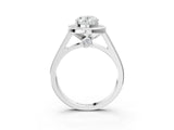 White gold Oval Halo Solitaire Diamond Ring with Pave Band and Bezel Setting_52