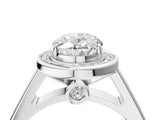 White gold Oval Halo Solitaire Diamond Ring with Pave Band and Bezel Setting_53
