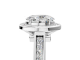 White gold Oval Halo Solitaire Diamond Ring with Pave Band and Bezel Setting_54