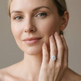 White gold Oval Halo Solitaire Diamond Ring with Split Shank and Prong Setting_20