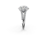 White gold Oval Halo Split Shank Diamond Engagement Ring with Prong Setting_22