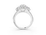 White gold Oval Halo Split Shank Diamond Engagement Ring with Prong Setting_23
