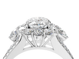 White gold Oval Halo Split Shank Diamond Engagement Ring with Prong Setting_23