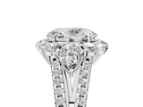 White gold Oval Halo Split Shank Diamond Engagement Ring with Prong Setting_25