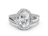 White gold Oval Halo Split Shank Diamond Ring with Four-Prong Setting_49