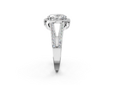White gold Oval Halo Split Shank Diamond Ring with Four-Prong Setting_51