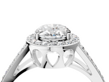 White gold Oval Halo Split Shank Diamond Ring with Four-Prong Setting_53
