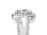 White gold Oval Halo Split Shank Diamond Ring with Four-Prong Setting_54