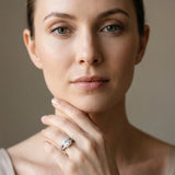 White gold Oval Halo Split Shank Diamond Ring with Milgrain Prong Setting_7