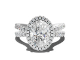 White gold Oval Halo Split Shank Diamond Ring with Pavé Setting_26