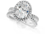 White gold Oval Halo Split Shank Diamond Ring with Pavé Setting_27