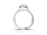 White gold Oval Halo Split Shank Diamond Ring with Pavé Setting_29