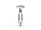 White gold Oval Halo Split Shank Diamond Ring with Pavé Setting_29