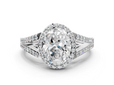 White gold Oval Halo Split Shank Diamond Ring with Prong Setting_20