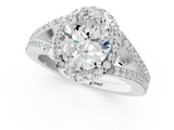 White gold Oval Halo Split Shank Diamond Ring with Prong Setting_21