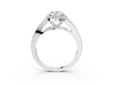 White gold Oval Halo Split Shank Diamond Ring with Prong Setting_23