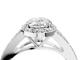 White gold Oval Halo Split Shank Diamond Ring with Prong Setting_24