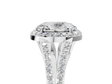 White gold Oval Halo Split Shank Diamond Ring with Prong Setting_25