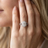 White gold Oval Halo Split Shank Pave Diamond Ring with Four-Prong Setting_14