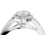 White gold Oval Halo Split Shank Pave Diamond Ring with Four-Prong Setting_71