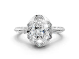 White gold Oval Halo Split Shank Pave Diamond Ring with Petal Prong Setting_20