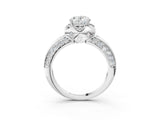 White gold Oval Halo Split Shank Pave Diamond Ring with Petal Prong Setting_22