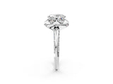 White gold Oval Halo Split Shank Pave Diamond Ring with Petal Prong Setting_22
