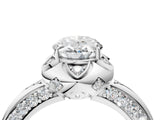 White gold Oval Halo Split Shank Pave Diamond Ring with Petal Prong Setting_24