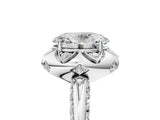 White gold Oval Halo Split Shank Pave Diamond Ring with Petal Prong Setting_25