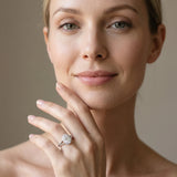 White gold Oval Halo Split Shank Twisted Band Prong Set Ring_7
