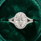 White gold Oval Halo Split Shank Twisted Band Prong Set Ring_9