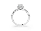 White gold Oval Halo Twist Band Solitaire Ring with Six-Prong Setting_35