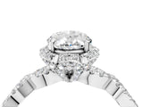 White gold Oval Halo Twist Band Solitaire Ring with Six-Prong Setting_36