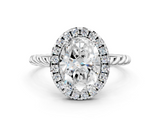 White gold Oval Halo Twisted Band Four-Prong Diamond Ring_19