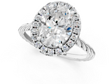 White gold Oval Halo Twisted Band Four-Prong Diamond Ring_20