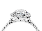 White gold Oval Halo Twisted Band Four-Prong Diamond Ring_24