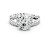 White gold Oval Halo Twisted Band Four-Prong Ring_51