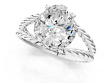 White gold Oval Halo Twisted Band Four-Prong Ring_52