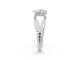 White gold Oval Halo Twisted Band Four-Prong Ring_53