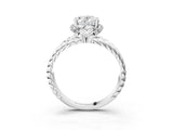 White gold Oval Halo Twisted Band Four-Prong Ring_54