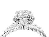 White gold Oval Halo Twisted Band Four-Prong Ring_55