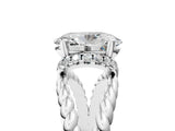 White gold Oval Halo Twisted Band Four-Prong Ring_56
