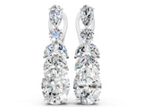 White gold Oval, Marquise and Round Diamond Huggie Drop Earrings