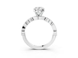 White gold Oval Milgrain Bezel Diamond Engagement Ring with Solitaire Prong Setting_179